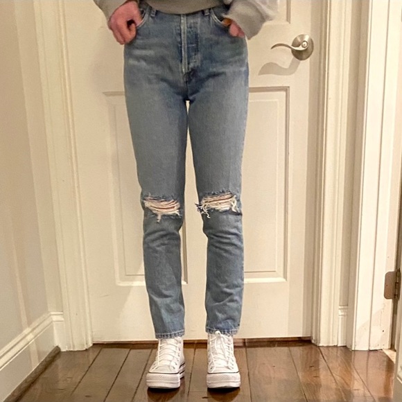 AGOLDE Riley Jeans High Rise Crop Distressed - Picture 2 of 6